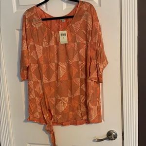 Lucky Brand Burnt Orange 3/4 length Blouse